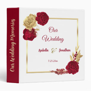 burgundy & gold flowers elegant photo albums  3 ring binder