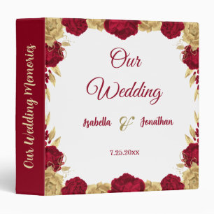 burgundy & gold flowers elegant photo albums 3 ring binder