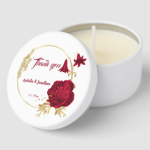 burgundy & gold flowers elegant wedding mini candle favors