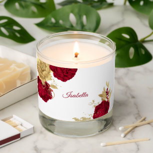 burgundy & gold flowers elegant wedding  scented candle