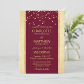 Burgundy Gold Foil Glitter Wedding Invitation (Standing Front)