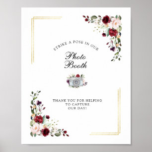 Burgundy Gold Foil Photo Booth Wedding Sign