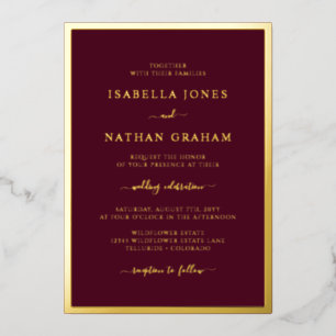 Burgundy Gold Foil Wedding Invitations