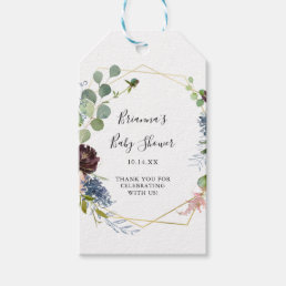 Burgundy Gold Geometric Baby Shower Gift Tags
