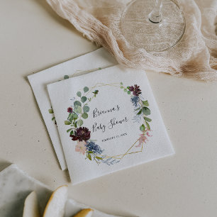 Burgundy Gold Geometric Baby Shower Napkins