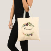 Burgundy Gold Geometric Bridesmaid Tote Bag (Front (Product))