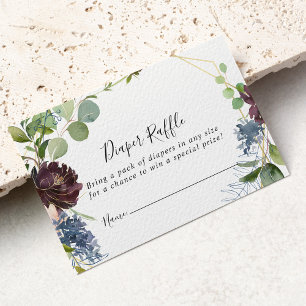 Burgundy Gold Geometric Diaper Raffle Ticket Enclosure Card