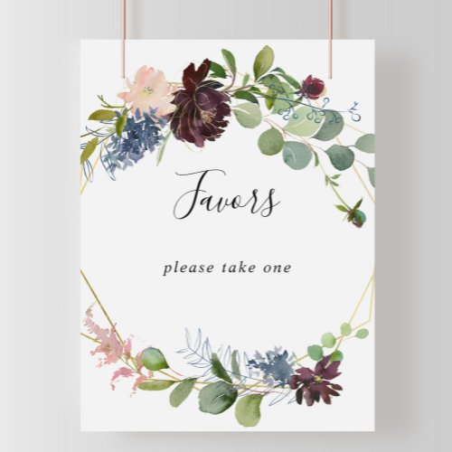 Burgundy Gold Geometric Favors Sign