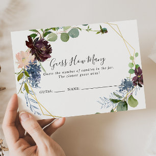 Burgundy Gold Geometric Guess How Many Game Card