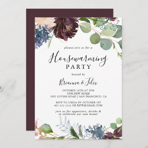 Burgundy Gold Geometric Housewarming Party Invitation