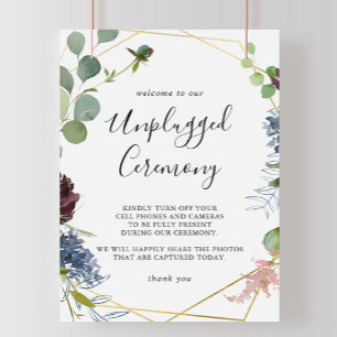 Burgundy Gold Geometric Unplugged Ceremony Sign
