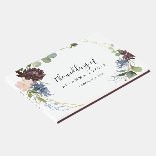 Burgundy Gold Geometric Wedding Guest Book