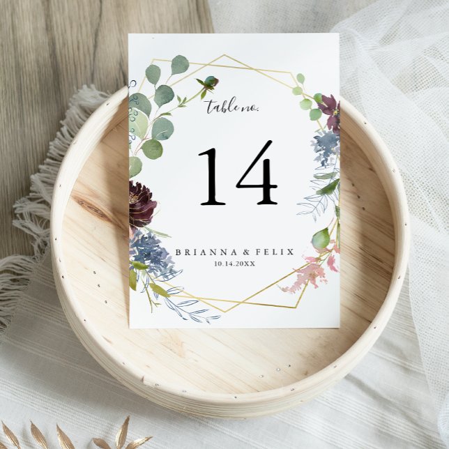 Burgundy Gold Geometric Wedding Table Number (Creator Uploaded)