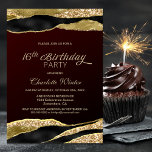 Burgundy Gold Glitter 16th Birthday Party Invitation<br><div class="desc">Invite your friends and loved ones to your 16th birthday party with this modern burgundy and gold birthday party invitation.</div>