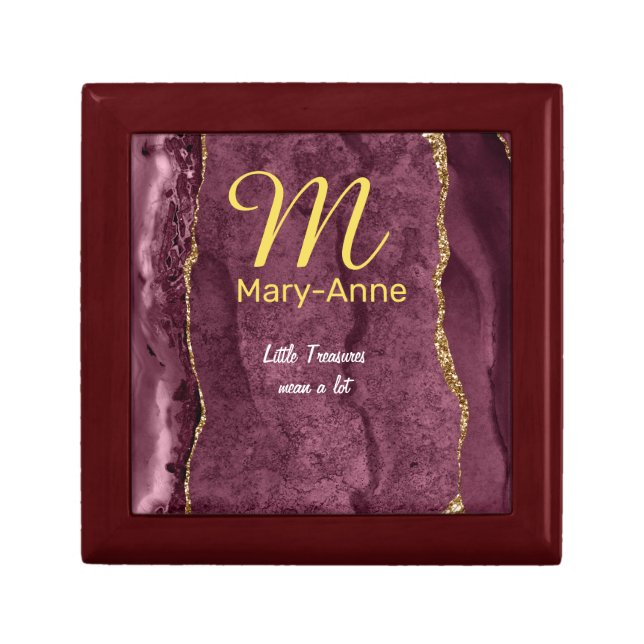 Burgundy & Gold Glitter Agate Gift Box (Front)