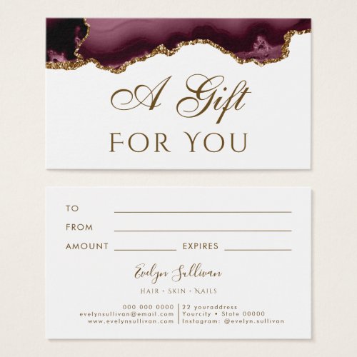 burgundy gold glitter Agate Gift Card