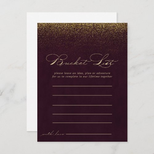 Burgundy Gold Glitter Bucket List Cards
