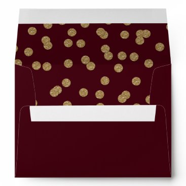 Burgundy Gold Glitter Confetti Elegant Wedding Envelope