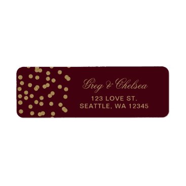 Burgundy Gold Glitter Confetti Elegant Wedding Label