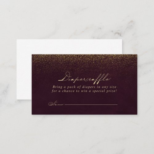 Burgundy Gold Glitter Diaper Raffle Ticket   Enclosure Card