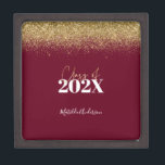 burgundy gold glitter graduation class of 22 gift box<br><div class="desc">burgundy gold modern glitter graduation class of 22 design. Modern gold and glitter effect and on trend bold typography and script text. Part of a collection.</div>
