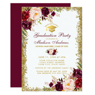 save 60 on marsala floral 5x7 graduation invitations limited time