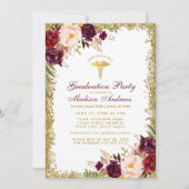 Burgundy Gold Glitter Medical Grad Party Invite (Front)