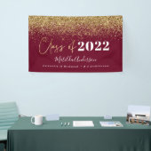 Burgundy gold glitter script class of graduation banner (Tradeshow)