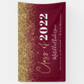 Burgundy gold glitter script class of graduation banner (Vertical)