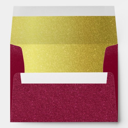 Burgundy Gold Glitter Sparkles Pretty Glam Ombre Envelope