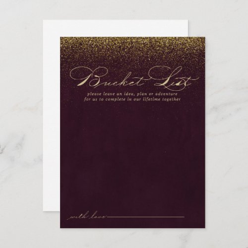 Burgundy Gold Glitter Wedding Bucket List Cards