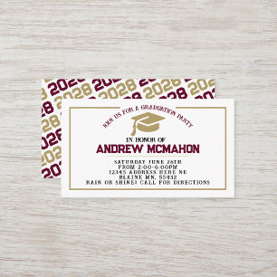 Burgundy Gold Grad Invite Announcement Insert