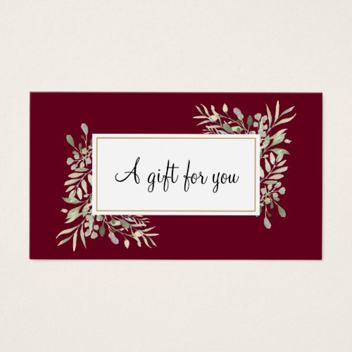 Burgundy Gold Greenery Business Gift Certificate