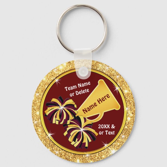 Burgundy Gold, Inexpensive, Cheerleading Gifts, Keychain (Front)