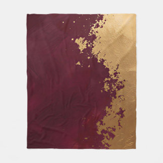 Burgundy Gold Luxury Modern Collection Fleece Blanket