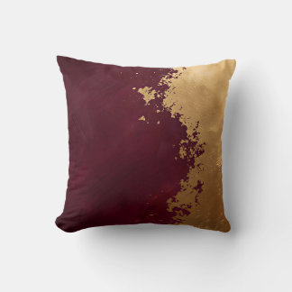 Burgundy Gold Luxury Modern Collection Throw Pillow