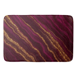 Burgundy Gold Marble Luxury Wine Red Metallic Bath Mat