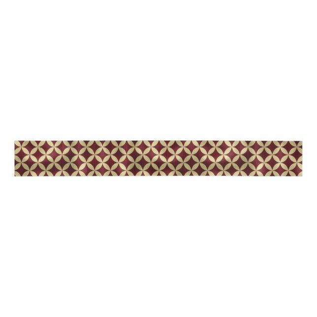 Burgundy gold metallic peel pattern grosgrain ribbon (Front)