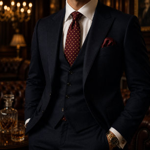 Burgundy & Gold Micro Polka Dot Neck Tie