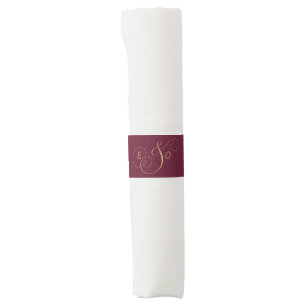 Burgundy Gold Monogram Wedding Napkin Bands
