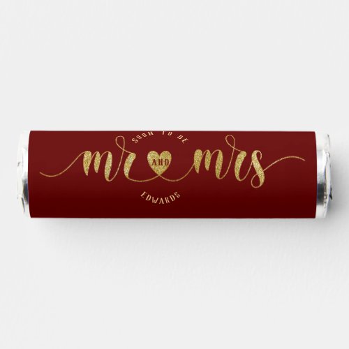 Burgundy Gold Mr and Mrs Wedding Shower Breath Sav Breath Savers Mints