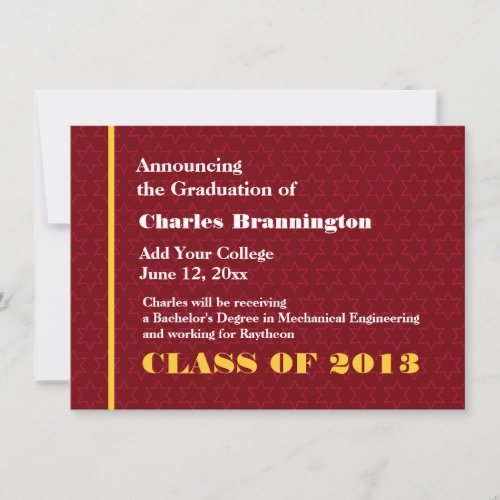 Burgundy Gold New Grad Announcement Any Year G200