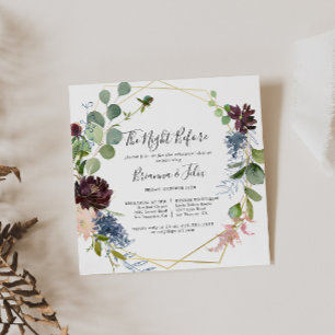 Burgundy Gold Night Before Rehearsal Dinner Invitation