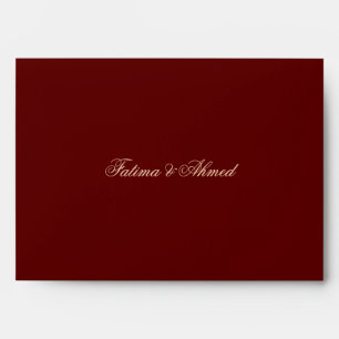 Burgundy Gold Nikah Muslim Wedding Invitation Envelope