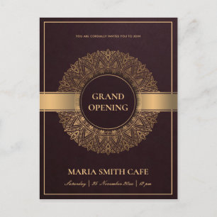 BURGUNDY GOLD ORNATE MANDALA GRAND OPENING INVITE