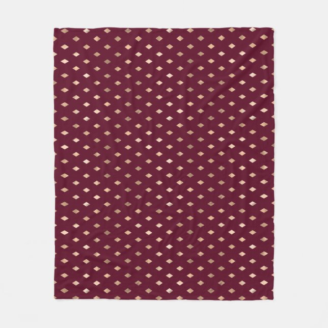 Burgundy Gold Pattern Fleece Blanket (Front)