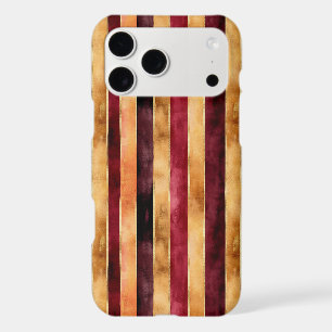 Burgundy Gold Peach Stripes Christmas iPhone 17 Pro Max Case