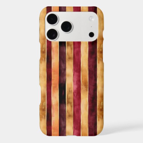 Burgundy Gold Peach Stripes Christmas iPhone 17 Pro Max Case