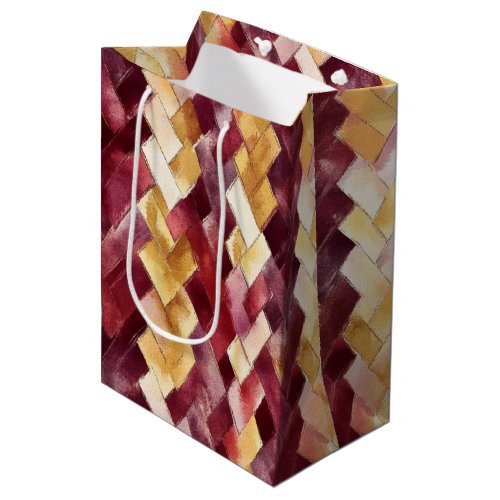 Burgundy Gold Peach Zigzag Christmas Medium Gift Bag