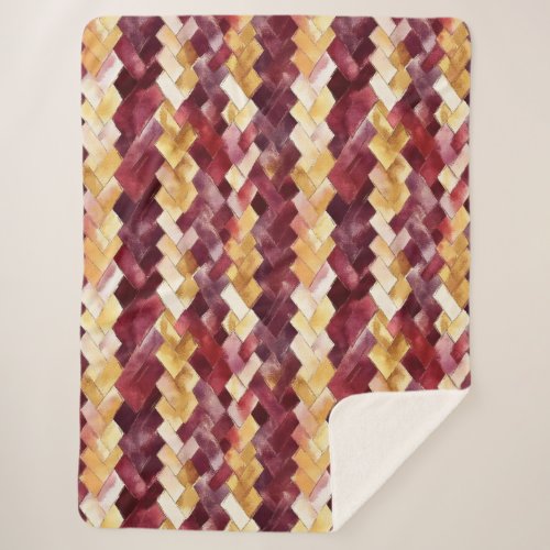 Burgundy Gold Peach Zigzag Christmas Sherpa Blanket